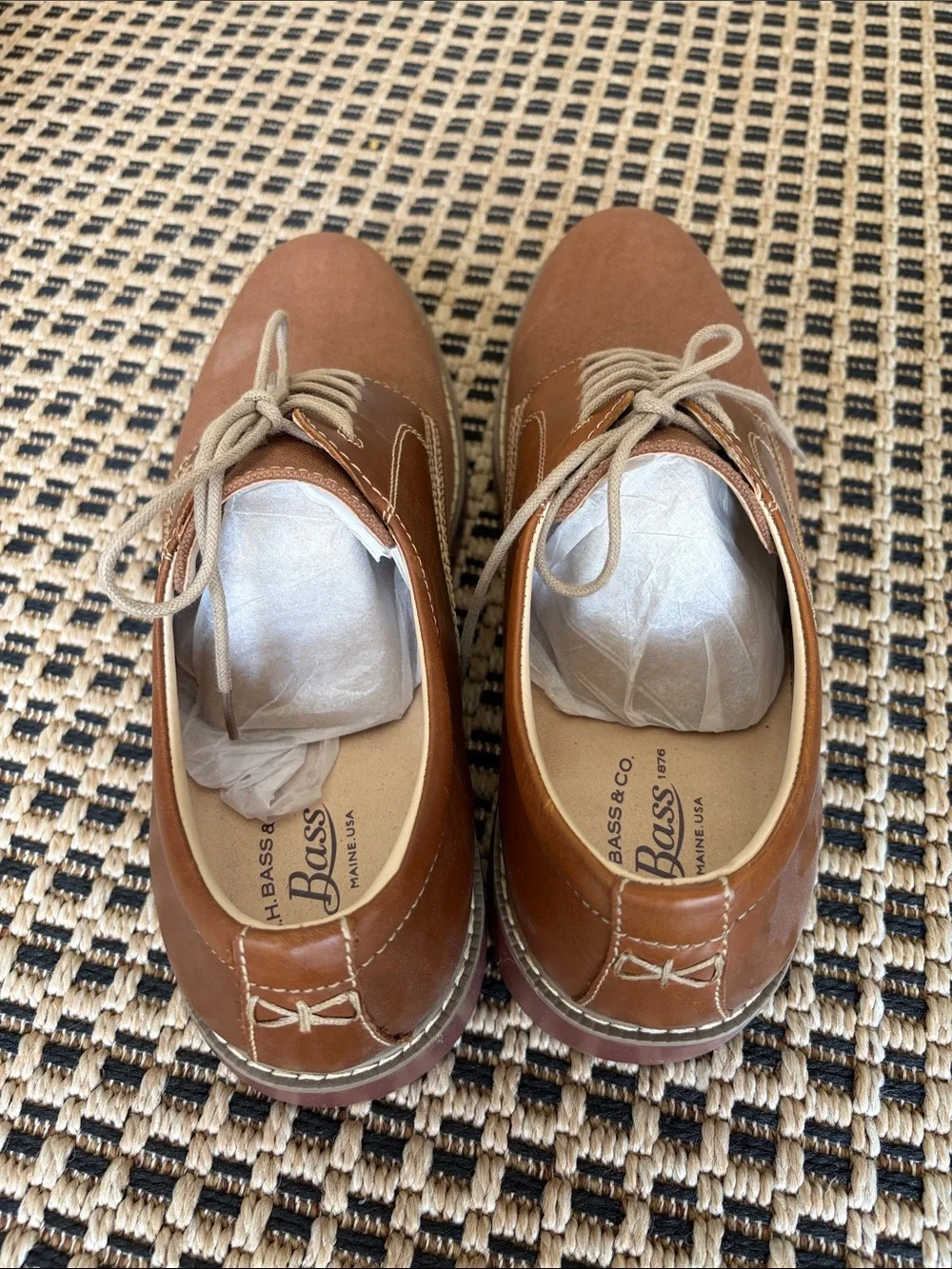 G.H. Bass & Co. NEW Men's 10.5 Two-Tone Brown Leather & Canvas Oxfords